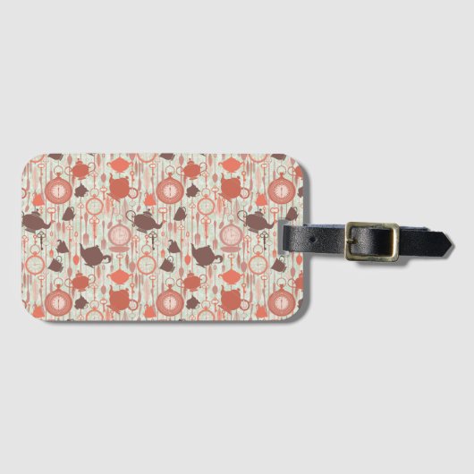 ヴィンテージ茶の時間パターン ラゲッジタグ (正面横)