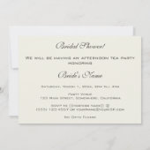ヴィンテージ茶パーティーと古い友人，ブライダルシャワー 招待状 (裏面)