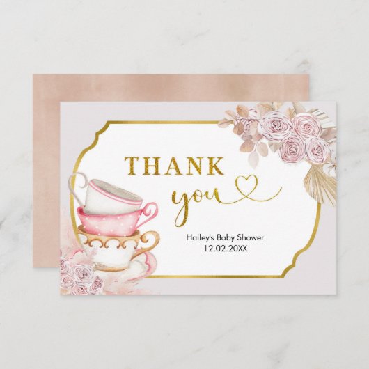 ヴィンテージ茶パーティーサンキューカード サンキューカード (正面/裏面)