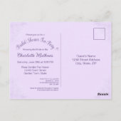 ヴィンテージ茶パーティーブライダルシャワー薄紫招待状 ポストカード (裏面)