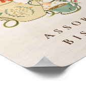 ヴィンテージ茶パーティーブライダルシャワー食品サイン ポスター (角)