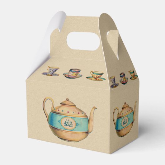 ヴィンテージ茶パーティー切妻箱パーソナライズされた フェイバーボックス (裏面サイド)