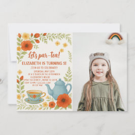 ヴィンテージ茶パーティー誕生日招待状エレガント 招待状