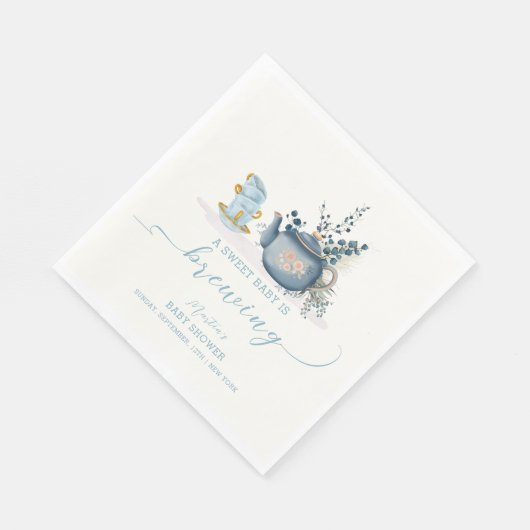 ヴィンテージ茶パーティー醸造ベビーシャワー スタンダードランチョンナプキン (角)