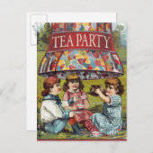 ヴィンテージ茶パーティー インビテーションポストカード (正面/裏面)