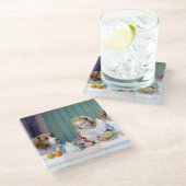 ヴィンテージ茶パーティー ガラスコースター (アングル)