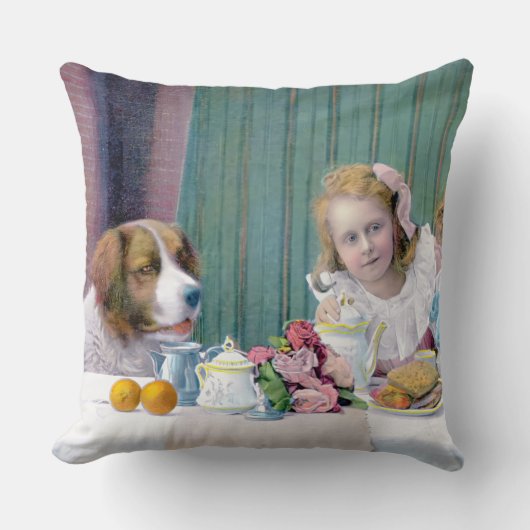 ヴィンテージ茶パーティー クッション (正面)