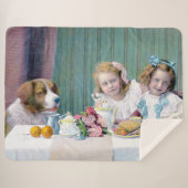 ヴィンテージ茶パーティー シェルパブランケット (正面(横))