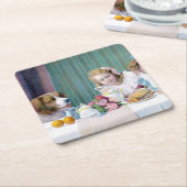 ヴィンテージ茶パーティー スクエアペーパーコースター (アングル)