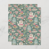 ヴィンテージ茶パーティー ノートカード (正面/裏面)