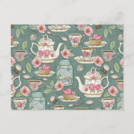 ヴィンテージ茶パーティー ポストカード