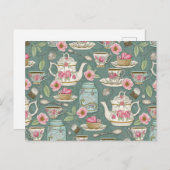 ヴィンテージ茶パーティー ポストカード (正面/裏面)