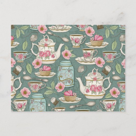 ヴィンテージ茶パーティー ポストカード (正面)