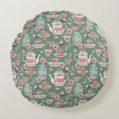 ヴィンテージ茶パーティー ラウンドクッション (正面)