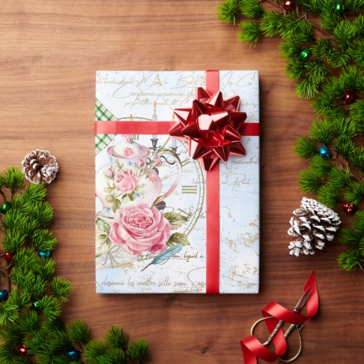 ヴィンテージ茶パーティー ラッピングペーパー (クリスマスギフト)