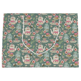 ヴィンテージ茶パーティー ラージペーパーバッグ