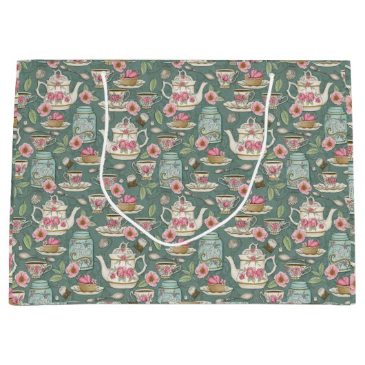 ヴィンテージ茶パーティー ラージペーパーバッグ (正面)