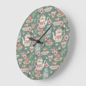 ヴィンテージ茶パーティー ラージ壁時計 (傾斜)