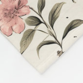 ヴィンテージ茶ポットと花 フリースブランケット (角)