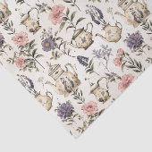 ヴィンテージ茶ポットと花 薄葉紙 (詳細)