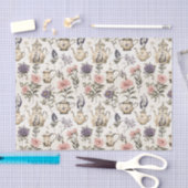 ヴィンテージ茶ポットと花 薄葉紙 (クラフト)