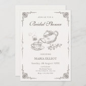 ヴィンテージ茶ポットブライダルシャワー 招待状 (正面/裏面)