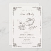 ヴィンテージ茶ポット 招待状 (正面/裏面)