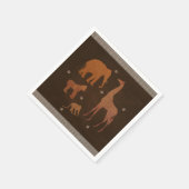 ヴィンテージ茶色のアフリカのサファリジャングル動物 スタンダードカクテルナプキン (角)