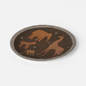 ヴィンテージ茶色のアフリカのサファリジャングル動物 ペーパープレート (アングル)
