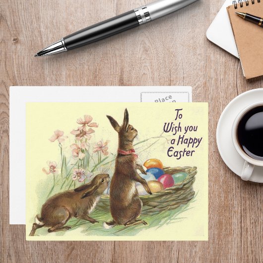 ヴィンテージ茶色のイースターラビットバスケット, ZSSG シーズンポストカード