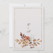 ヴィンテージ茶色のオレンジ葉色のフローラ冬の結婚式 招待状 (裏面)