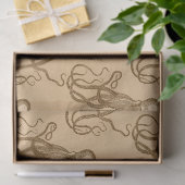 ヴィンテージ茶色のタコのデコページ 薄葉紙 (ギフト)