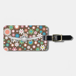 ヴィンテージ茶色のフローラデイジー（飛行機） ラゲッジタグ