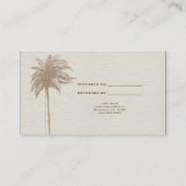 ヴィンテージ茶色のヤシの木のビーチは友人を参照 紹介カード (裏面)