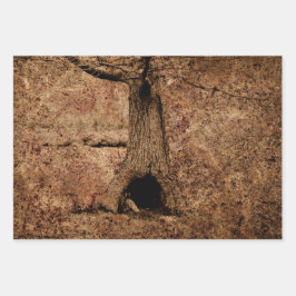 ヴィンテージ茶色の国素朴のグランジ木のテクスチャ ラッピングペーパーシート