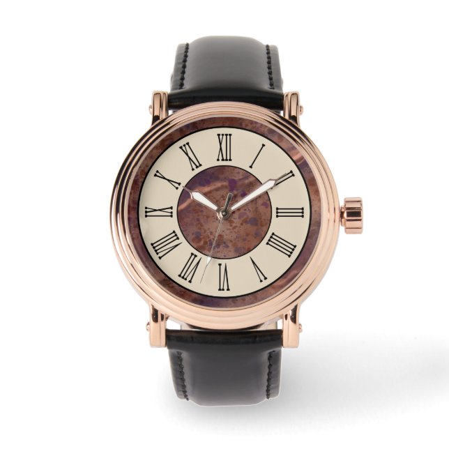 ヴィンテージ茶色の大理石のパターンの腕時計 腕時計 (正面)