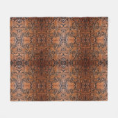 ヴィンテージ茶色の工具付きフェイク革 フリースブランケット (正面(横))