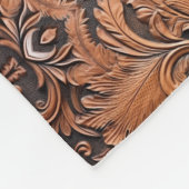 ヴィンテージ茶色の工具付きフェイク革 フリースブランケット (角)