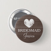 ヴィンテージ茶色の木結婚粒の花嫁付きボタン 缶バッジ (正面&裏面)