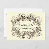 ヴィンテージ茶色の渦巻きクリームの日付を保存 案内ポストカード (正面/裏面)