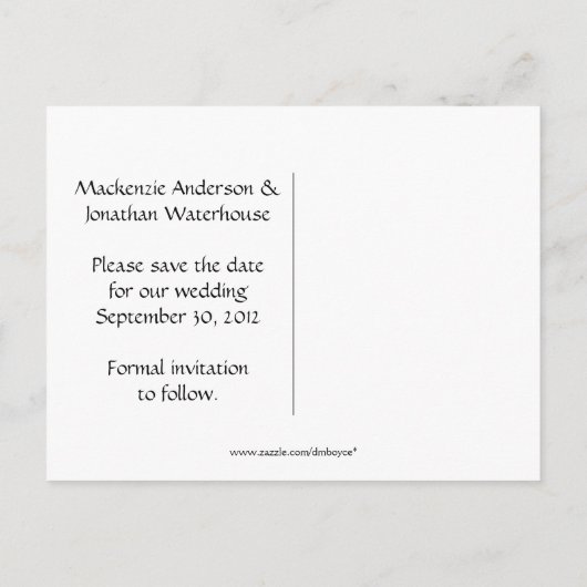 ヴィンテージ茶色の渦巻きクリームの日付を保存 案内ポストカード (裏面)