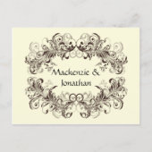 ヴィンテージ茶色の渦巻きクリームの日付を保存 案内ポストカード (正面)