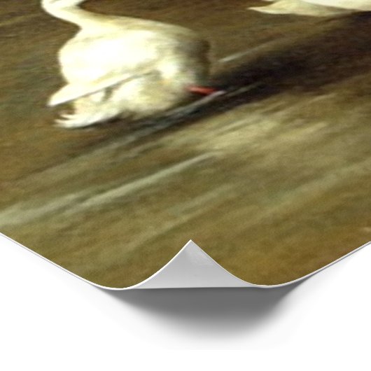 ヴィンテージ茶色の白馬とアヒルの家畜 ポスター (角)