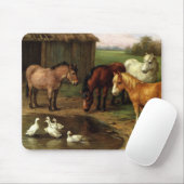ヴィンテージ茶色の白馬とアヒルの家畜 マウスパッド (マウス)