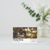 ヴィンテージ茶色の白黒アヒルの池 名刺 (スタンド正面)