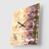 ヴィンテージ茶色の紫色の幾何学模様モノグラム スクエア壁時計 (傾斜)