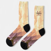 ヴィンテージ茶色の紫色の幾何学模様モノグラム ソックス (左)