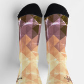 ヴィンテージ茶色の紫色の幾何学模様モノグラム ソックス (上部)