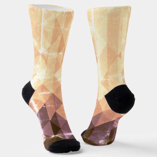 ヴィンテージ茶色の紫色の幾何学模様モノグラム ソックス (傾斜あり)