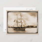 ヴィンテージ茶色の背の高い船のポストカード ポストカード (正面/裏面)